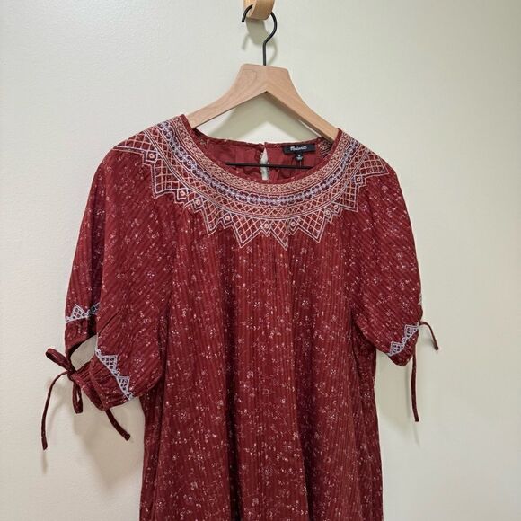 NWT Madewell Embroidered Puff Sleeve Babydoll Dress in Dotted Vines sz M - Picture 6 of 10